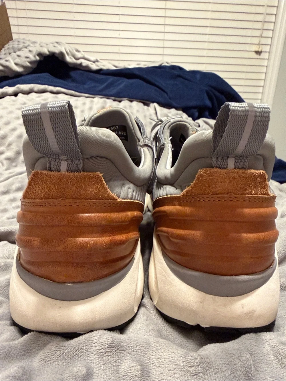 Johnston & Murphy XC4 Gray Sneakers with Brown Heel Accent